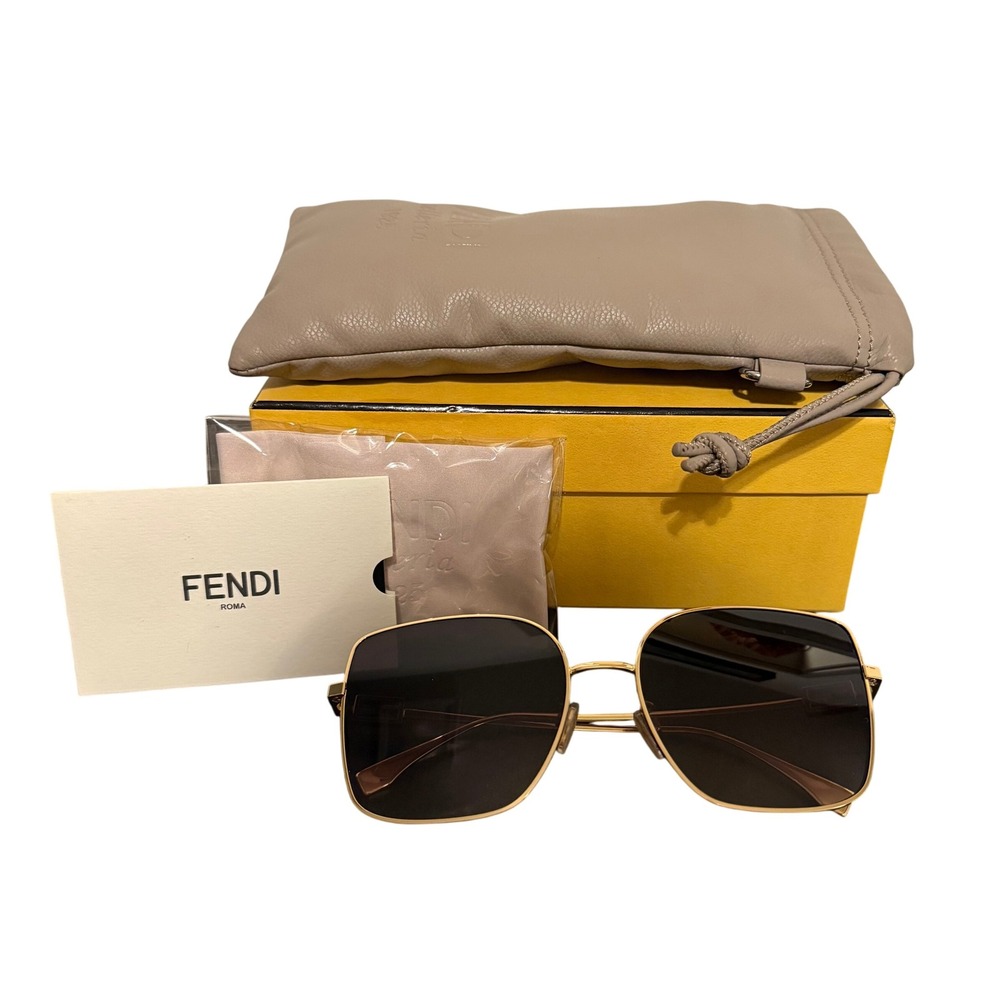 Fendi Womens Fe40013u‎ Sunglasses Gold Frame Brown Gradient Lenses Made in Italy